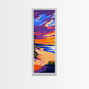 Serene Beach Sunset, Coastal Wall Art, Ocean Landscape, Framed Canvas Print, Vibrant Seascape, Relaxing Home Decor, Modern Aesthetic