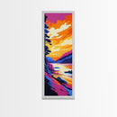 Sunset Shore, Ocean Beach, Coastal Art, Framed Canvas Print, Vibrant Landscape, Boho Wall Art, Bathroom Decor, Nautical Artwork
