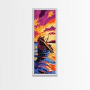 Sunset Shipwreck, Nautical Art, Vibrant Ocean Scene, Framed Canvas Print, Coastal Decor, Beach House Wall Art, Living Room Art