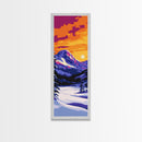 Snowy Mountain, Winter Landscape, Framed Canvas Print, Cozy Wall Art, Christmas Decor, Nature Art, Bedroom Wall Art, Cabin Decor
