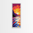 Ocean Sunset, Vibrant Landscape, Framed Canvas Print, Coastal Art, Beach House Decor, Living Room Art, Minimalist Nature Painting