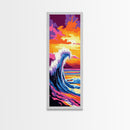 Ocean Wave, Surfing Art, Framed Canvas Print, Beach House Wall Art, Coastal Home Decor, Nautical Wall Art, Vibrant Seascape Painting