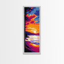 Beach Sunset, Ocean Waves, Vibrant Colors, Framed Canvas Print, Coastal Wall Art, Tropical Art, Bedroom Decor, Summer Painting