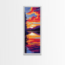 Vibrant Sunset, Water Reflections, Dreamy Landscape, Framed Canvas Print, Nature Painting, Relaxing Art, Living Room Wall Decor