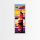 Buoy on Water, Nautical Scene, Sunset Reflection, Ocean Colors, Framed Canvas Print, Coastal Home Decor, Beach House Wall Art, Gift