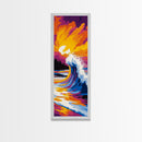 Giant Wave, Surf Art, Ocean Wall Decor, Beach House Print, Vibrant Seascape Painting, Nautical Aesthetic, Framed Canvas Print