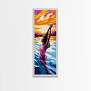 Joyful Swimmer, Vibrant Ocean Art, Summer Aesthetic Print, Coastal Decor, Colorful Beach Scene, Zen Meditation Art, Framed Canvas Print