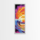 Crashing Wave, Ocean Wall Art, Surf Aesthetic Print, Tropical Beach Decor, Vibrant Seascape Painting, Coastal Vibes, Framed Canvas Print
