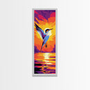 Soaring Bird, Sunset Wall Art, Nature Wildlife Print, Majestic Flight Painting, Bold Sky Colors, Living Room Accent, Framed Canvas Print