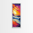Tropical Sunset, Seaside Art, Colorful Landscape, Framed Canvas Print, Beach House Decor, Modern Coastal Wall Art, Vibrant Art