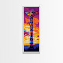 Totem Pole, Sunset Wall Art, Native American Art, Vibrant Home Decor, Tribal Artwork, Living Room Wall Art, Framed Canvas Print
