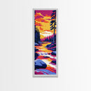 River Sunset, Vibrant Nature Art, Scenic Landscape Painting, Tranquil Home Decor, Cabin Wall Art, Adventure Art, Framed Canvas Print