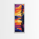 Sunset Reflection, Lake Art, Framed Canvas Print, Nature Wall Decor, Cabin Wall Art, Outdoor Aesthetic, Vibrant Landscape Painting