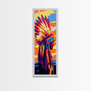 Vibrant Headdress, Native American, Tribal Art, Wall Decor, Framed Canvas Print, Boho Art, Office Art, Living Room Wall Art