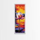 Lotus Flower, Sunset Lake, Water Lily, Zen Wall Art, Framed Canvas Print, Nature Inspired, Meditation Room, Spa Wall Decor
