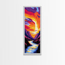 Sunset Canyon, Vibrant Landscape, Colorful Nature, Wall Art, Framed Canvas Print, Living Room Decor, Modern Home Aesthetic