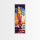 Surfing Wave, Ocean Adventure, Vibrant Summer, Coastal Art, Framed Canvas Print, Beach House Decor, Nautical Wall Aesthetic