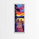 Dock Sunset Reflection, Framed Canvas Print, Lake Wall Art, Nature Decor, Sunset Art, Vibrant Landscape, Modern Art, Large Wall Art
