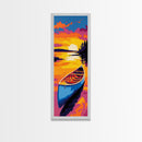 Sunset Canoe, Vibrant Lake Art, Nature Wall Decor, Framed Canvas Print, Living Room Art, Cabin Art, Colorful Sunset, Rustic Home