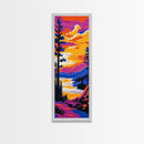 Forest Lake, Sunset Landscape Art, Wilderness Wall Decor, Framed Canvas Print, Living Room Art, Cabin Aesthetic, Rustic Decor