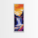 Waterfall Sunset, Bold Nature Art, Outdoor Lover Gift, Framed Canvas Print, Vibrant Landscape, Living Room Wall Decor, Cabin Art