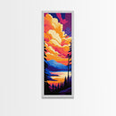 Mountain Glow, Vibrant Landscape Art, Nature Inspired Home Decor, Sunset Reflection Painting, Framed Canvas Print, Cozy Autumn Colors