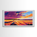 Golden Field Sunset, Canvas Print, Rustic Landscape Art, Vibrant Autumn Painting, Boho Aesthetic, Warm Tones, Living Room Wall Decor