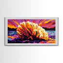 Seashell Sunset, Coastal Wall Art, Beach Decor, Ocean Glow Art, Colorful Nautical Scene, Canvas Print, Living Room Art, Bedroom Accent