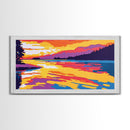 Golden Water, Twilight Reflection, Framed Canvas Print, Serene Lake Scene, Minimalist Home Decor, Tranquil Wall Art, Sunset Glow