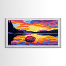 Autumn Leaf, Water Tranquility, Canvas Print, Serene Fall Wall Art, Seasonal Nature Painting, Calming Lake Artwork, Office Wall Art
