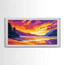 River Mountains, Sunset,Canvas Print, Vibrant Nature Art, Scenic Wall Decor, Rustic Lodge Artwork, Travel Lovers Gift, Living Room Art