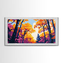 Autumn Forest, Framed Canvas Print, Vibrant Fall Wall Art, Seasonal Nature Painting, Cozy Home Decor, Lodge Artwork, Dining Room Art
