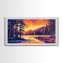 Forest Sunset, Nature Wall Art, Framed Canvas Print, Vibrant Mountain Landscape, Fall Wall Decor, Lodge Decor, Cabin Artwork