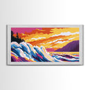 Ocean Waves, Colorful Seascape, Beach Wall Art, Coastal Sunset, Vibrant Ocean Scene, Canvas Print, Living Room Decor, Surf Art, Gift
