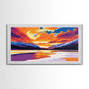 Frozen Lake, Sunset Reflection, Winter Wonderland, Vibrant Mountain Scene, Scenic Wall Art, Canvas Print, Home Decor, Christmas Gift