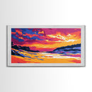 Golden Beach, Sunset River, Colorful Nature, Vibrant Seascape, Coastal Landscape, Canvas Print, Bedroom Wall Art, Summer Decor, Gift