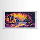 Forest Tunnel, Mountain View, Scenic Reflection, Canvas Print, Cabin Wall Art, Cozy Fall Decor, Vibrant Nature Painting, Autumn Room Art