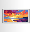 Ocean Sunset, Serene Seascape, Framed Canvas Print, Beach Home Decor, Tranquil Coastal Art, Warm Colorful Painting, Summer Wall Art
