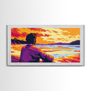 Contemplation, Vibrant Beach Scene, Sunset Reflection Art, Cozy Home Decor, Canvas Print, Living Room Wall Art, Meditation Art