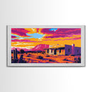 Desert Sunset, Southwest Wall Art, Vibrant Landscape, Colorful Western Scene, Rustic Home Decor, Framed Canvas Print, Living Room Wall Art