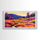 Sunset Meadow, Vibrant Landscape, Nature Painting, Autumn Wall Art, Framed Canvas Print, Living Room Wall Decor, Boho Home Aesthetic