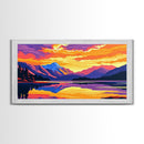 Mountain View, Sunset Sky, Colorful Landscape, Wilderness Art, Framed Canvas Print, Nature Lover Gift, Home Office Wall Art