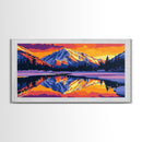 Lake Reflection, Snowy Mountains, Nature Scene, Tranquil Wall Art, Framed Canvas Print, Mountain Home Decor, Adventurous Spirit Gift