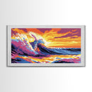 Tropical Wave, Surfing Wall Art, Vibrant Ocean, Beach House Decor, Sunset Painting, Seascape Art, Nautical Style, Canvas Print