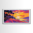 Palm Tree Sunset, Tropical Beach, Ocean View Art, Vibrant Wall Art, Island Retreat, Coastal Decor, Exotic Travel, Canvas Print