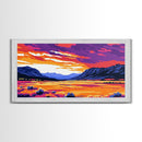 Vibrant Sunset, Mountain Landscape, Colorful Nature, Framed Canvas Print, Living Room Wall Art, Boho Art, Rustic Decor, Nature Painting