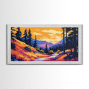 Scenic Trail, Mountain Landscape, Vibrant Nature, Sunset Colors, Boho Rustic, Tranquil Art, Hallway or Office, Canvas Print