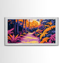 Tropical Path, Jungle Landscape, Exotic Nature, Boho Aesthetic, Sunset Colors, Vibrant Greenery, Bedroom Wall Art, Framed Canvas Print