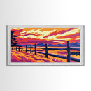 Rustic Fence, Countryside Sunset, Warm Tones, Scenic Landscape, Boho Art, Western Wall Decor, Cozy Living Room, Framed Canvas Print