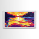 Water Ripples, Serene Sunset, Tranquil Lake, Abstract Nature Art, Bold Colors, Modern Home Aesthetic, Living Room or Office, Canvas Print